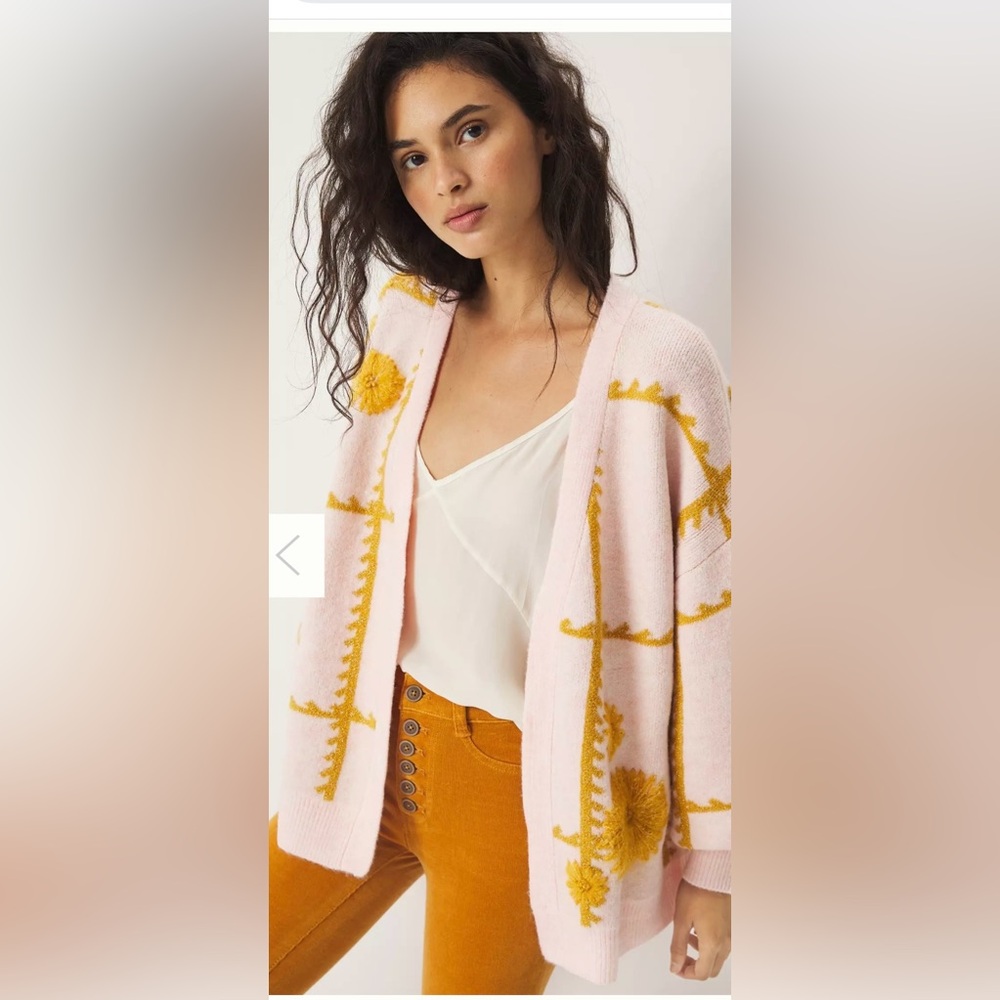 Anthropologie Catherine Floral Shine Cardigan